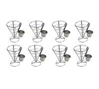 Kznifmk 8 Pezzi Stand Cono Cestello Portafriggere con Dip Piatto Cono Snack Pollo Fritto Espositore Scaffali