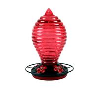 Kznifmk Abbeveratoio per Uccelli Rosso, Mangiatoia per Uccelli, Gancio antiformiche, Mangiatoia in vetro colorato adatta a una sospensione esterna