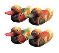 Kznifmk Anatra di Mandarino nel Legno Modello Decor 4 Pezzi Regalo di Nozze Fatto Un Mano Ornamento da Comodino Figurina di Anatra Mandarino Creativa