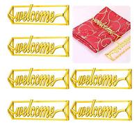 Kznifmk Anelli Portatovaglioli da 6 Pezzi Anelli Portatovaglioli di Benvenuto con Decorazioni Dorate per la Tavola da Pranzo con Lettera di Benvenuto