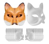 Kznifmk Animali di Carta Masché, Maschera di Volpe Bianco Vergine per Cosplay, Teatro, Halloween, Sala, Arte Volpe