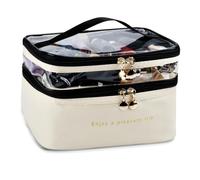 Kznifmk Astuccio per trucco trasparente da viaggio, grande astuccio portaoggetti per la cura della pelle in bianco latteo