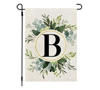 Kznifmk Bellezza Monogramma Lettera B Bandiera da Giardino Floreale 30,5 X 45,7 Cm Fronte/Retro per Esterno Piccola Tela Cognome Cognome 3 Pezzi