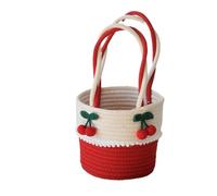 Kznifmk Borsa a Mano Tessuta in Ciliegia Borsa portaoggetti in Cotone Borsa da Spiaggia per Picnic Fresco, Borsa Regalo