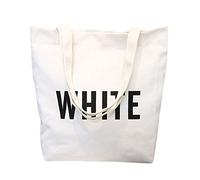 Kznifmk Borsa tote in tela da fatta a mano scuola shopping viaggio pieghevole a tracolla Shopping (bianco)