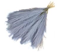 Kznifmk Bouquet di canne artificiali di pampa, erba di pampa artificiale da 16,9 pollici, decorazione boho, fiore grigio blu, facile da usare