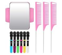 Kznifmk Braccialetto magnetico per parrucchiere, braccialetto con spille, bracciale con 3 pettini a coda d'anatra, 6 clip in plastica, rosa