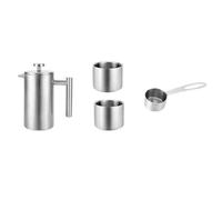 Kznifmk Caffettiera a doppia parete resistente al calore, pressa per caffè isolata, teiera, 1 set