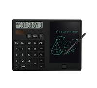 Kznifmk Calcolatrice tascabile con display a 12 cifre con blocco note cancellabile per scuola, colore: nero