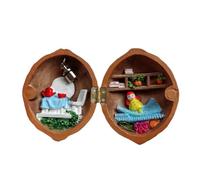 Kznifmk Casa delle Bambole in Shell di Noce, Mini Biblioteca di Casa, Casa delle Bambole in Guscio di Noce Fatto a Mano, Scena 3D Segreta di Noce in Resina, Miniatura in Resina, B