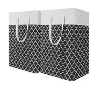 Kznifmk Cesto Portabiancheria Impermeabile, Vasca Alta per La Biancheria, Camera da Letto, Bagno, Dormitorio, 2 Pezzi, Nero