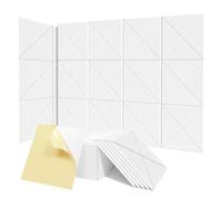 Kznifmk Confezione da 12 acustici con autoadesivi in schiuma insonorizzata da 12 x 12 x 0,4 pollici, piastrelle insonorizzanti per pareti bianche