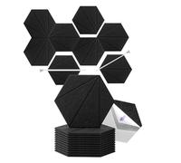 Kznifmk Confezione da 12 In Schiuma Acustica 12x10x6x0,4 Pollici, Murali Autoadesivi In Schiuma Fonoassorbente, per Trattamento Acustico Neri