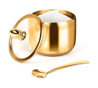 Kznifmk Contenitore per zucchero con coperchio e cucchiaio per accessori da stazione di caffè bar, contenitore da cucina per sale