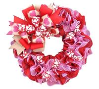 Kznifmk Corona di Tessuto di San Valentino Corone Artificiali con Decorazione di Ghirlanda di Archi per la Festa del Festival di Vacanze 1 PZ