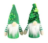 Kznifmk Decorazioni in peluche per elfi della santa - Set di 2 gomi anziani senza faccia verde, ornamenti appesi per la festa irlandese, facili da usare