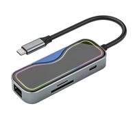 Kznifmk Docking station Type-C con Porta di Rete Gigabit, Hub Docking Station, Estensore del Concentratore, Splitter USB 3.0, Parti Di Ricambio Del Computer