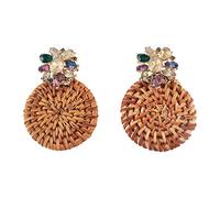 Kznifmk Fiore Drop Orecchini Boho Etnico Bambù Dichiarazione Orecchini a Mano Rattan Maglia Accessorio di Nozze # 16