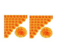 Kznifmk Fiori di Calendula da 3,9 Pollici Giorno Artificiale del Fiore Morto 100 Pezzi Testa di Fiori di Calendula Finta per la Realizzazione di Ghirlande di Calendula