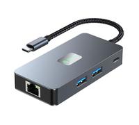 Kznifmk Hub USB 3.2 tipo C 6 in 1 Gigabit+USB3.2 (10 Gbit/S)+4K/60Hz HD+PD100W Charge