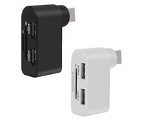 Kznifmk Hub USB girevole 4 in 1, Hub per computer portatile, Hub USB portatile girevole a 180 gradi, docking station per Hub USB (nero + bianco)