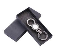 Kznifmk Keychain Scatola Regalo Set Per Uomo High-End Lega Business Catena Chiave Regalo Set Stile Decorazione Casa Figurina Miniature Uomo Pistola Nero