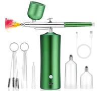 Kznifmk Kit Aerografo con Compressore ad Aria Non Incollatura con Ugello da 0,3 mm e Set di Pennelli di Pulizia per Trucco Nail Art