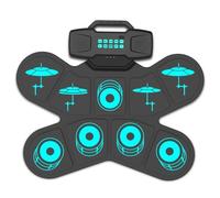 Kznifmk Kit di Batteria Elettronico a 9 Pads con Doppio Altoparlante e Pedale Ricaricabile con