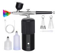 Kznifmk Kit Set Aerografo Compressore Portatile Ricaricabile Aerografo Per L'Arte Unghie Trucco B