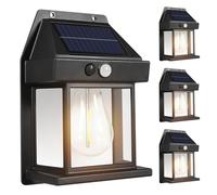 Kznifmk Lampada da Parete Solare per Esterni, Lampada al Tungsteno Impermeabile, Lampada da Giardino con Sensore del Corpo Umano, Illuminazione Notturna