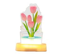 Kznifmk Luce Notturna A Tulipano 3D, Ricarica USB Luce Notturna A LED Lampada da Tavolo A Fiore di Tulipano Lampada da Comodino per la Decorazione Della Stanza Durevole Facile da Usare C
