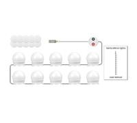 Kznifmk Luci di Vanità a LED per Specchio USB Luci di Vanità con 10 Lampadine Regolabili 3 Colori Specchio Trucco Specchio Might Bulb