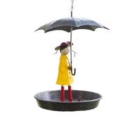 Kznifmk Mangiatoia per uccelli per ragazze con stazione per uccelli Ombrello per uccelli da giardino selvatico antico 1 pezzo