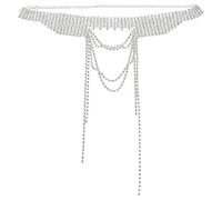 Kznifmk Multilayer Lusso Brillante Lunga Catena Strass Collana per le Donne Partito Collo Decorazioni