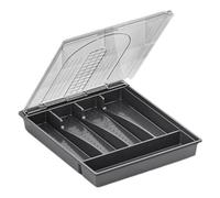 Kznifmk Organizzatore con coperchio, contenitore per posate e posate in plastica, scomparti posati, vassoio per utensili per cassetto cucina A