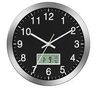 Kznifmk Orologio da parete da 12 pollici con data digitale, settimana e temperatura interna - orologio da parete a batterie, impostazioni automatiche, facile da leggere