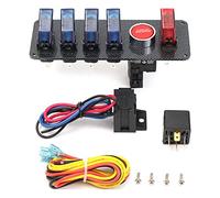 Kznifmk Pannello Interruttore di Accensione Gaming Car Engine Firing Button Pannello Interruttore di Accensione Racing Interruttore di Accensione 12V 5 in 1 LED Interruttore a bilanciere