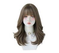 Kznifmk Parrucca Cosplay per college, capelli ricci lunghi 45 cm in fibra ondulata, simulazione di capelli, set di parrucca alla moda con onde di moda