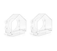 Kznifmk Piccola gabbia per uccelli da parete in plastica trasparente piccola gabbia per uccelli per animali domestici mangiatoia da parete con adsorbimento all'aperto mangiatoia per uccelli in