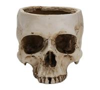 Kznifmk Portacandele a forma di teschio con scheletro a forma di cranio, tazza per candela scaldavivande, candeliere gotico in resina, per decorazione di Halloween A