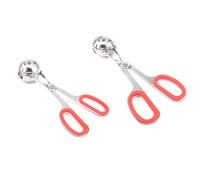 Kznifmk Produttore di polpette in acciaio inossidabile a due pezzi, polpette rosse, pinze per gelato, paletta per pasta per biscotti