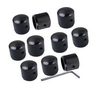 Kznifmk Pulsante del volume in metallo per chitarra elettrica nera, pulsante del volume di abbassamento, pulsante in con foro, pulsante del volume, cappuccio interruttore