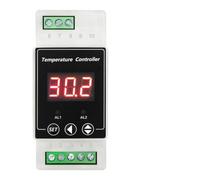 Kznifmk Regolatore di temperatura digitale professionale DC8-24V a 2 relè, montato su guida DIN, per riscaldamento e refrigerazione, con sonda magnetica.