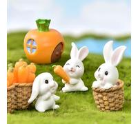 Kznifmk Resina Carina Coniglio Carota Animale Figura Miniatura Giardino Decorazione Torta Casa delle Bambole Decor
