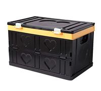 Kznifmk Scatola Portaoggetti Pieghevole con Coperchio Porta Attrezzi per Auto Scatola Portaoggetti per Acqua per Baule Domestico Giocattoli da Ufficio Organizer 30L - Nero