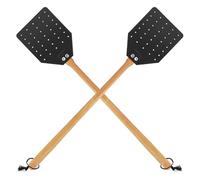 Kznifmk Scopino a mosca in pelle per interni/esterni, resistente a mosca con manico in legno di noce lungo 19,7 pollici, confezione da 2 manuali