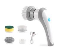 Kznifmk Scopino Elettrico Portatile Fili Ricaricabile con 3 Testine Sostituibili e Grigio per Bagno, Vasca da Bagno e Cucina