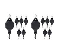 Kznifmk Set di 12 pulegge per piante gruccia retrattile, facile da raggiungere, puleggia per piante, altezza regolabile, ruota per piante sospese, interni, colore: nero