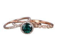 Kznifmk Set di anelli in rosa alla moda per le donne di diamante regalo proposta di compleanno sottile di fidanzati di nozze cocktail festa di compleanno (US8)