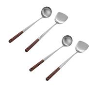 Kznifmk Set di strumenti per spatola e mestolo per wok, spatola da 17 pollici per wok, spatola da wok in acciaio inossidabile